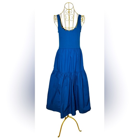 NWT J. Crew Factory Blue Tiered Knit Mixy Midi Dress with Pockets, Size XS - Picture 6 of 14